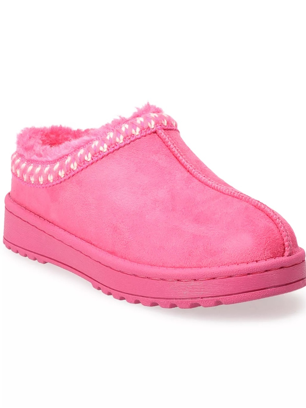 Pink Cozy Faux-Suede Clog Slippers - Girls